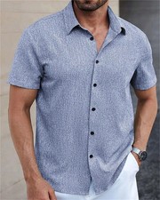 Men's Button Down Shirts Casual Short Sleeve Dress Shirts Summer Beach Shirts