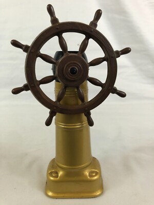 Vintage Old Spice Ship s Wheel Decanter 6 Fl.Oz. After Shave Lotion Gold Bottle