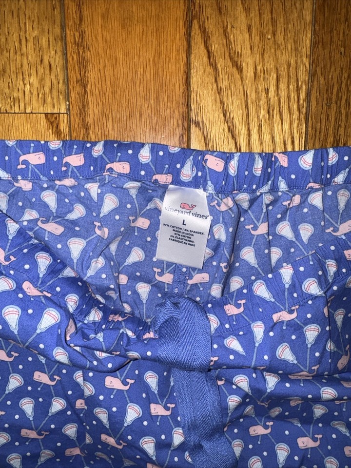 Vineyard Vines Lacrosse Stick Cotton Pajama Lounge Pants Large Pink Whale eBay