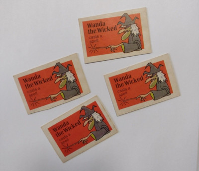 (4) 1970 Milton Bradley Which Witch ''Wanda The Wicked'' Witch Cards