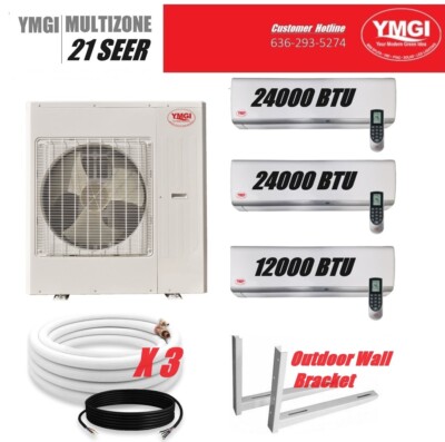 YMGI 60000 BTU 5 Ton 3 Zone Ductless Mini Split  AC Heating Cooling Wall Mount W