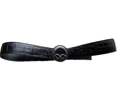 PINYO Black Croc Belly Belt 90cm/35.5in x 1.5in PRISTINE Vintage PINYO Black Croc Belly Belt 90cm/35.5in x 1.5in PRISTINE Vintage main image 3