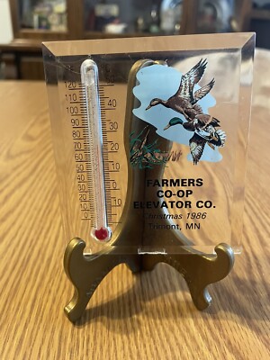 Vintage FARMERS CO-OP Elevator Company TRIMONT MN Advertising Thermometer 1986