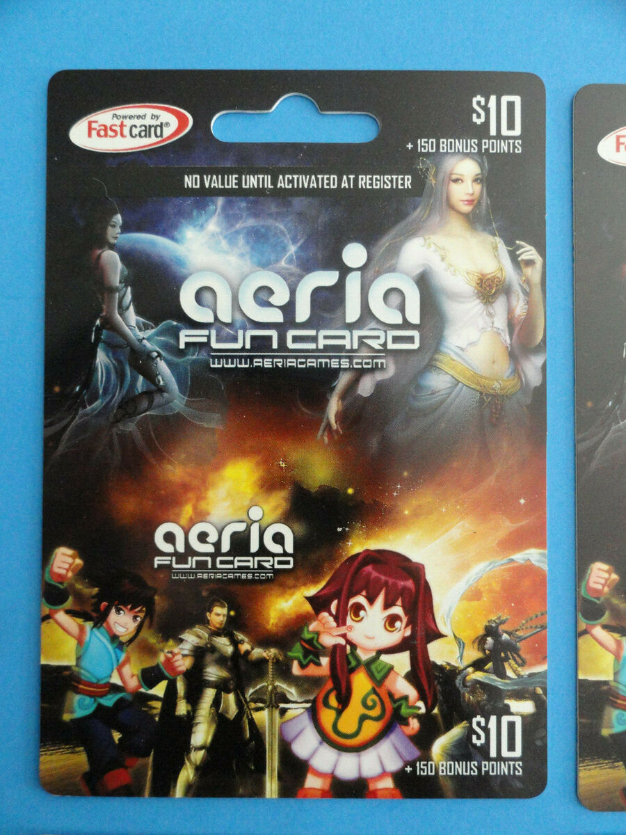 AERIA GAMES (9) FUNCARD DOWNLOAD CARDS FAST CARD **NO VALUE ON CARDS  COLLECTIBLE