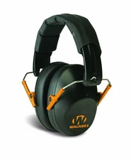 Walker's Passive Folding Earmuff NRR 22dB Padded Headband 1 Pair Black/Orange