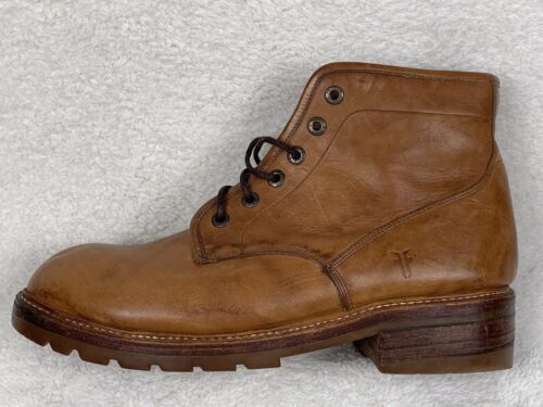 Vintage Frye #87845 Ankle Brown Lace Up Leather Lug Sole Boots Mens 13 - Picture 1 of 15