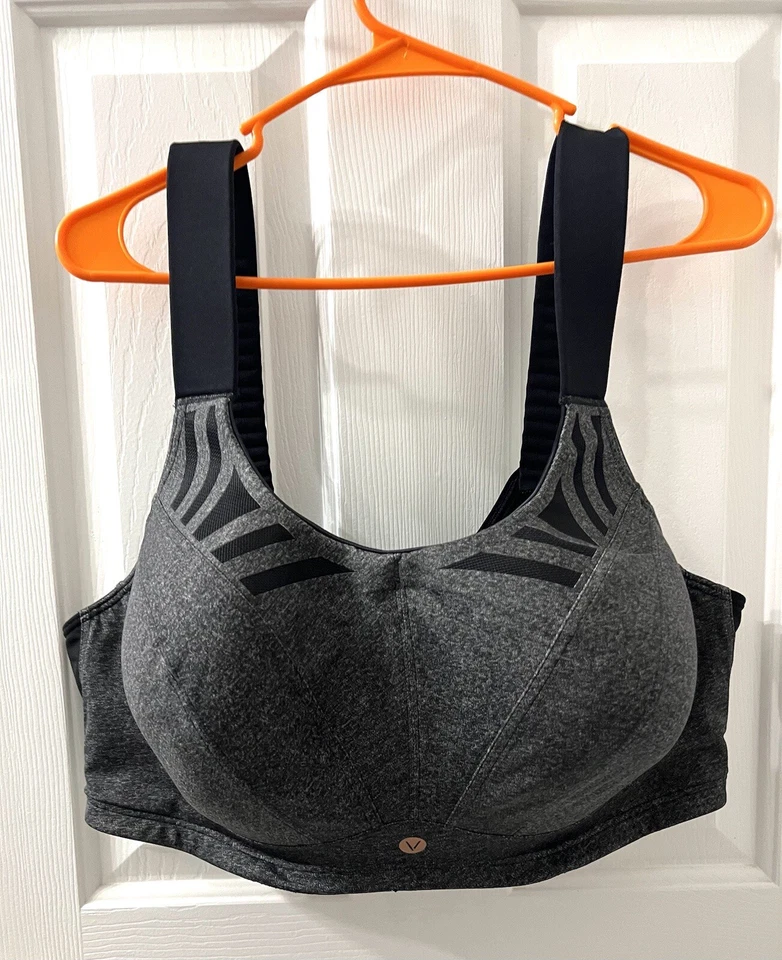 Sujetador deportivo Lane Bryant Livi Max Support talla 46DDD gris negro forrado con aros Foto 4 de 4