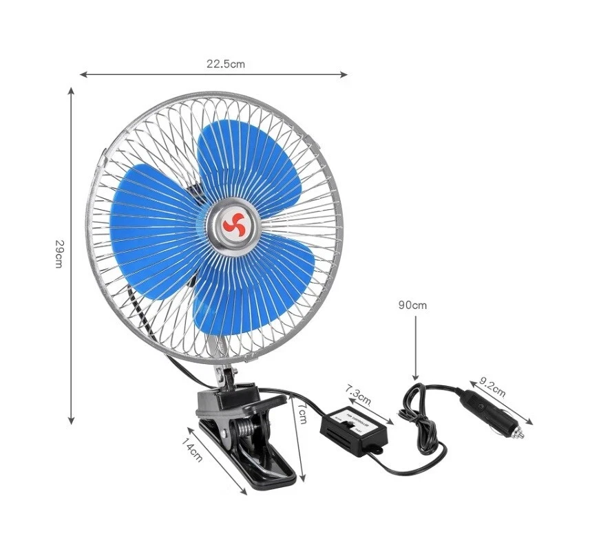 Ventilatore 12v Oscillante Portatile Pinza Viaggio Auto Camper Camion Mini Nuovo - Bild 2 von 4