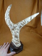 (bear-37) bear family of shed ANTLER figurine Bali detailed carving Arctic bears