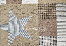 DESERT STAR 3pc King QUILT SET : PRIMITIVE FARMHOUSE COUNTRY BROWN CABIN PLAID