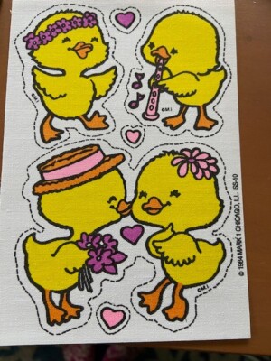 Yellow Ducks Floral Scent, Vintage Mark 1 Scratch N Sniff 80s Iron-On Patch