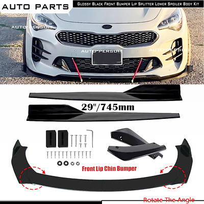 Front Bumper Lip Splitter Spoiler Side Skirt For Kia Stinger Car Glossy Black