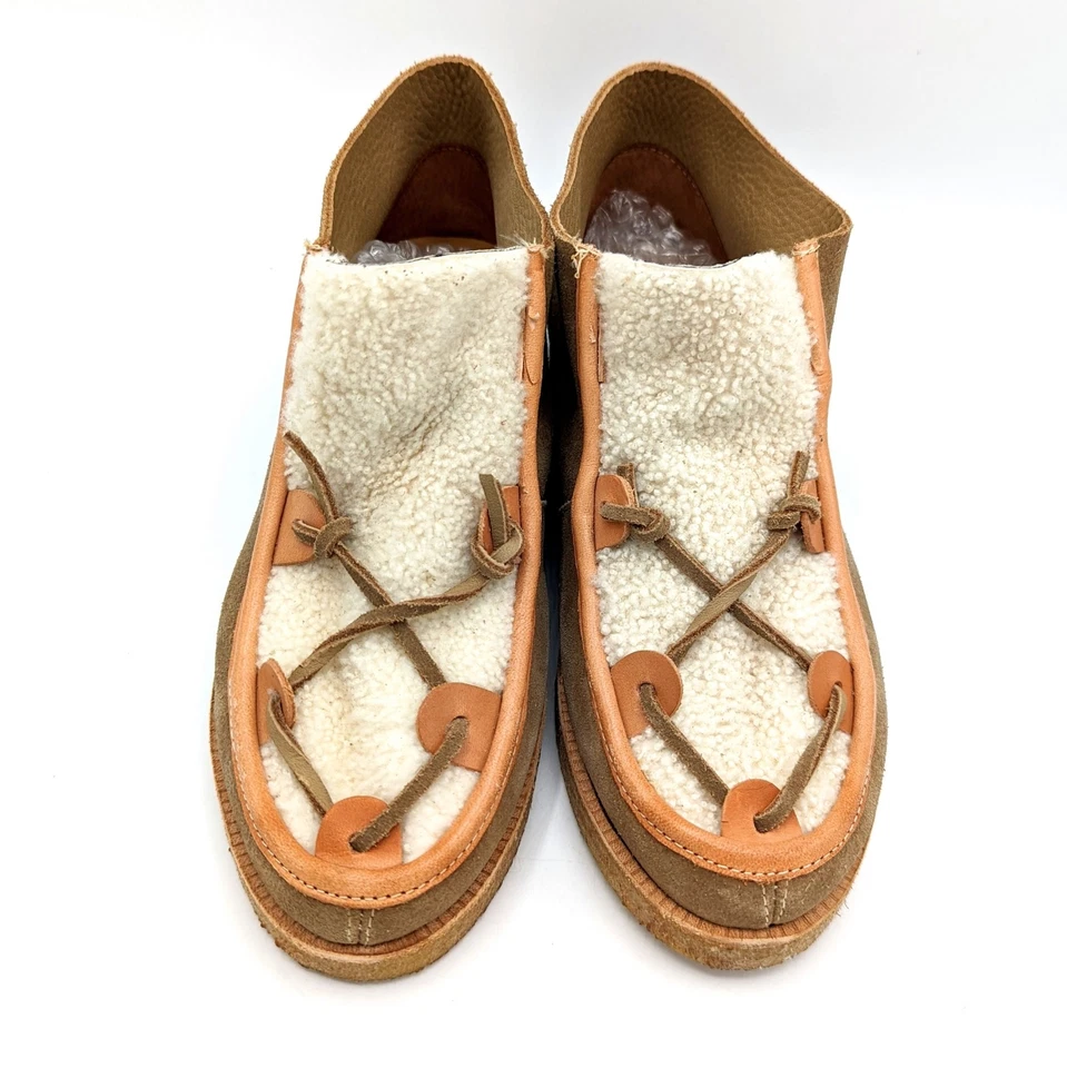 NIB Sz 7 Ancient Greek Sandals HERA Shearling Lattice Cowhide Ankle Boots Bootie - Image 3 of 4