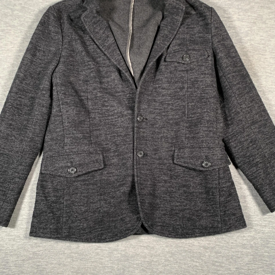 Robert Barakett Blazer 男式中号炭灰色针织双纽扣非结构化 — 第 3/4 张图片