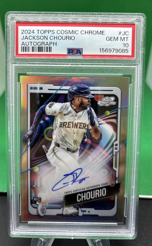 2024 Topps Chrome Cosmic Jackson Chourio RC Autograph #JC PSA 10 GEM MT Brewers