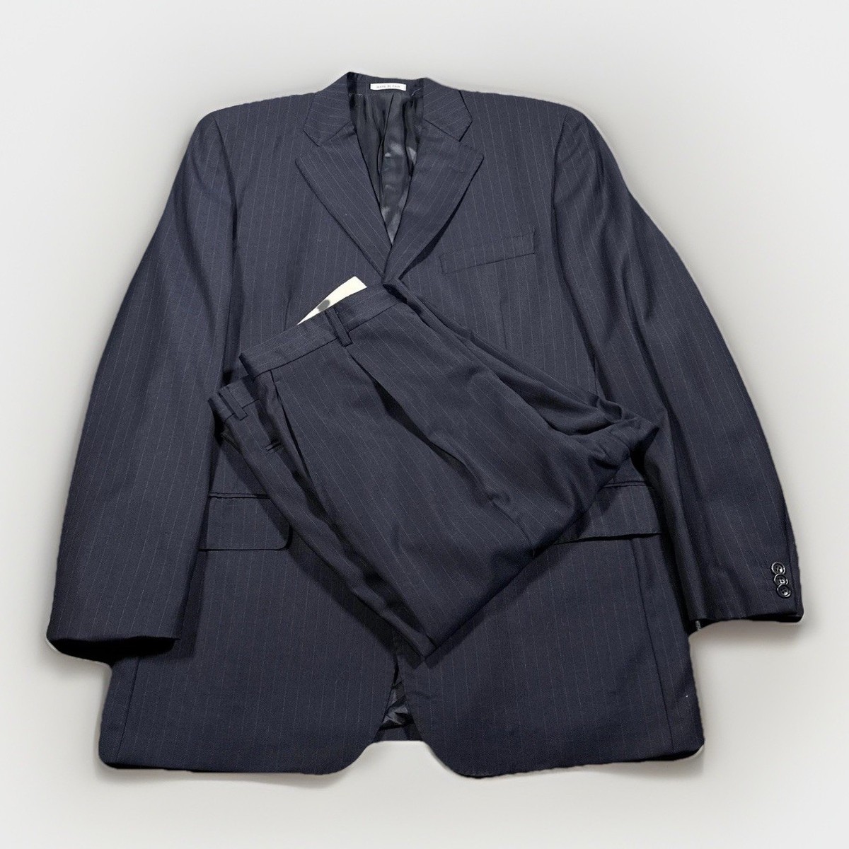 Ermenegildo Zegna Bagliani Suit Mens 44 Navy Blue Pinstripe Wool