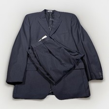 Ermenegildo Zegna Bagliani Suit Mens 44 Navy Blue Pinstripe Wool Trofeo Italy