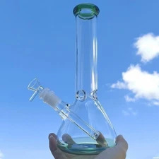 10" Heavy Thick Glass Water Pipe Smoking Bubbler Hookah Shisha Beaker Bong Green