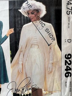 McCalls 9246 Woman Dress Cape Sewing Pattern JOAN COLLINS DYNASTY Size 6 UNCUT