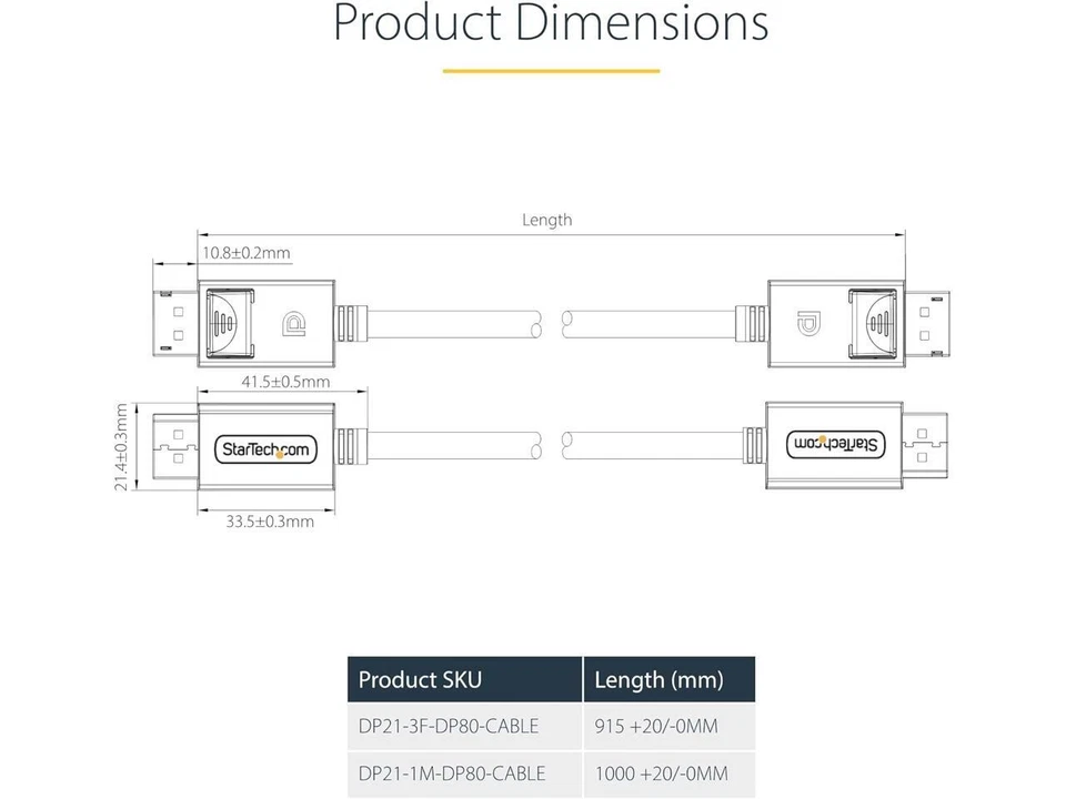 StarTech 3ft (91cm) DisplayPort 2.1 Cable, UHD Monitor Cord, M/M - Image 4 of 4