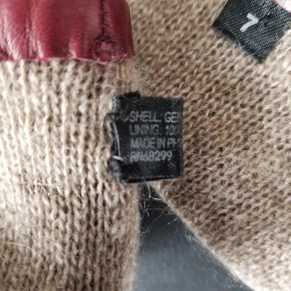 Guantes de cuero forrados de cachemir talla 7 para mujer ciruela burdeos genuinos suaves Foto 4 de 4