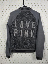Victorias Secret Pink BLING CHEETAH LEOPARD Logo Varsity Bomber XS
