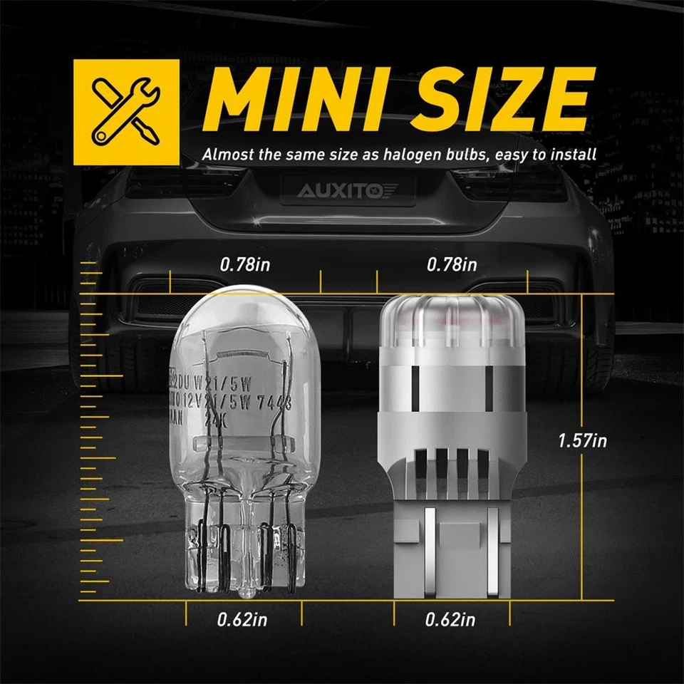 AUXITO 7443 7444 Red LED Bulb Brake Tail Stop Parking Light 7440 T20 Bright Lamp - Image 2 of 4