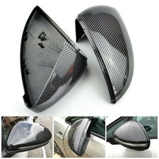 Carbon Black Side Wing Mirror Cover Cap Assembly For Vw Golf Gti Mk7 R 2013-21
