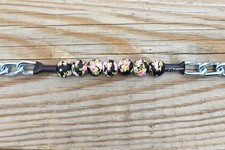 BRAND NEW Black  Floral Beaded Curb Strap By ALW Equine