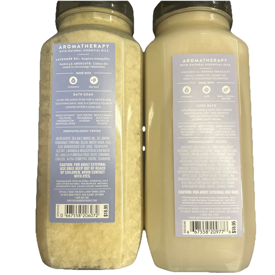2X~ Bath & Body Works ~ LAVENDER + VANILLA ~ (1) LUXE BUBBLE BATH  (1) BATH SOAK - Image 2 of 2