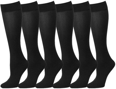 Falari 6-Pack Women Trouser Socks with Comfort Band Stretchy One Size, Black 
