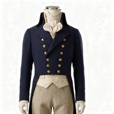 Regency Tailcoat Navy Blue Wool Coat for Men