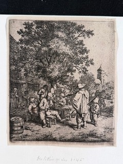 Adriaen van Ostade The Fiddler and the Barrel Organ Boy Etching 1660