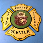 Vintage Forest Service Sign - Smokey Bear Advertising Gas Porcelain Sign