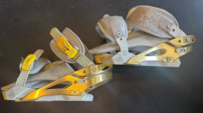 Vintage Forum Gray & Gold Large Snowboard Bindings
