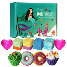10 Bath Bombs for Kids, Bath Bomb Gift Set, Natural Bubble Bathbombs, Shea Butte