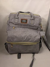 Lokass Breast Pump Backpack Diaper Bag USB Charging Port Cooler Compartment Gray