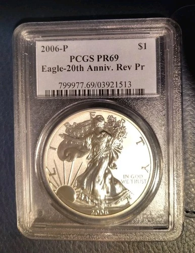 2006-P American Silver Eagle PCGS PR69 20th Anniversary Reverse Proof