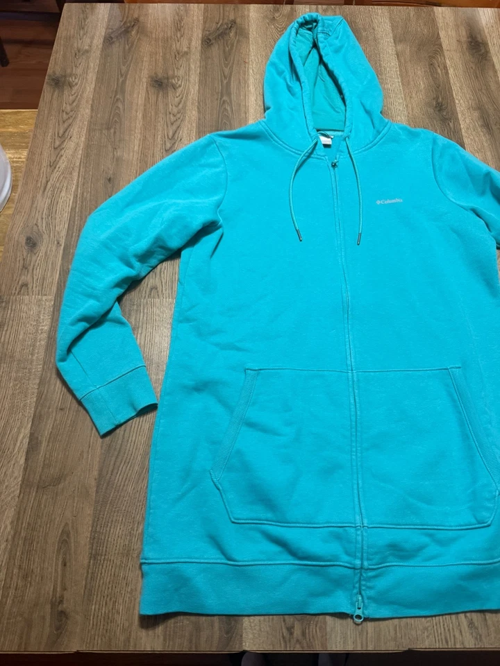 Columbia Hoodie Women's Size Large Blue Sweatshirt Long Full Zip - Image 3 of 4
