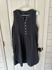 Quince Women's Navy Blue Organic Cotton Sleeveless Midi Dress Size Medium NWT