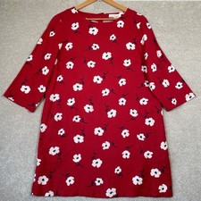 Seasalt Cornwall 100% Linen Sol Blaze Red Tunic Floral Pockets 3/4 Sleeve Uk14