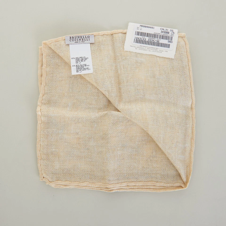 BRUNELLO CUCINELLI 280$ Bufanda de Bolsillo Cuadrada Reversible - Seda y Lino Foto 2 de 2