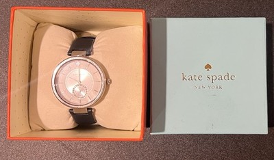 Kate Spade new york Women's Quartz Watch Black Leather 34mm Box