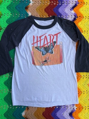 Heart Dog And Butterfly Concert Tour Raglan Ba 1970s vintage concert t-shirt, vintage, single stitch, B+ condition