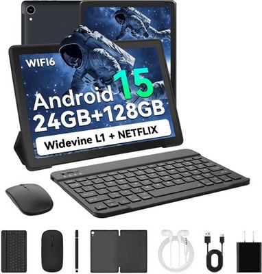 HiGrace 10'' IPS Android 15 Tablet 24GB/128GB WiFi-6 BT 5.4 Widevine L1 *SEALED*