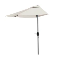 Half Umbrella Outdoor Patio Shade - 9 ft Patio Umbrella with Easy Crank - Sma...