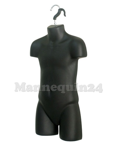 Child & Toddler Torso Mannequins Set - BLACK + 2 Stands + 2 Hangers Kids Forms - Picture 5 of 6