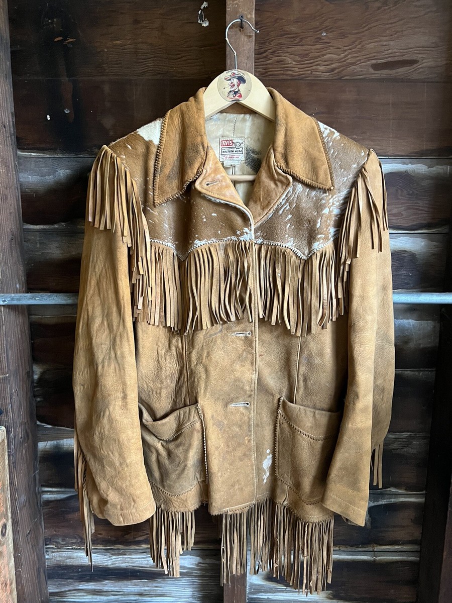 Vintage 1950s Levi's Short Horn Suede Fringe Hair On Hide Vintage 1950s Levi's Short Horn Suede Fringe Hair On Hide