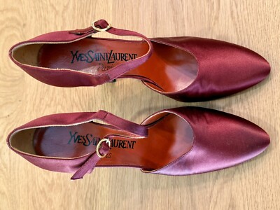 YSL Yves Saint Laurent Burgundy Red SATIN D'Orsay Pumps