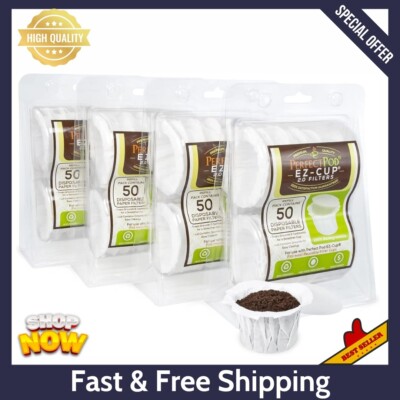 Perfect Pod EZ-Cup Disposable Paper Filters with Patented Lid Design for Reusabl